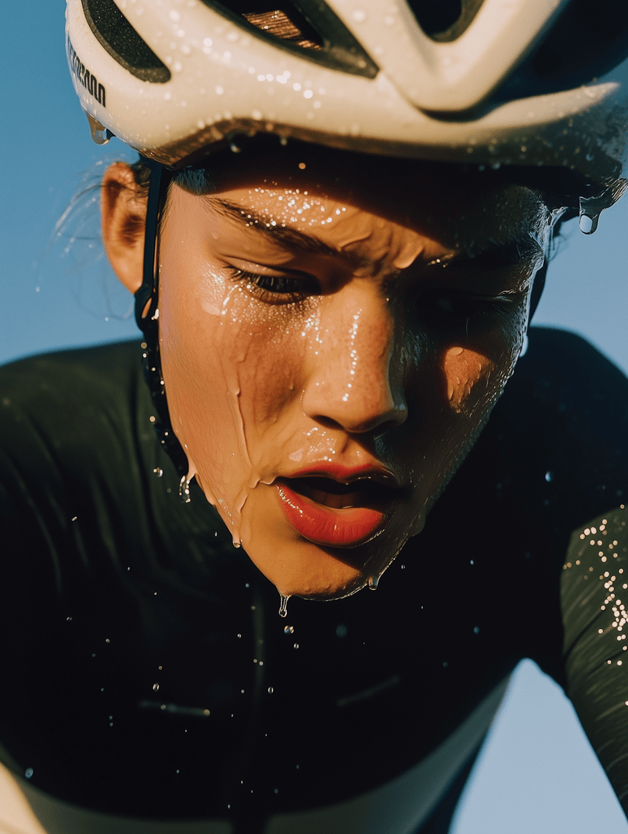 Woman cycling with helmet