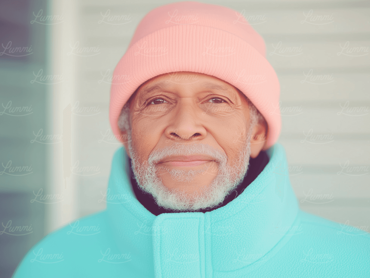 Man in pink beanie