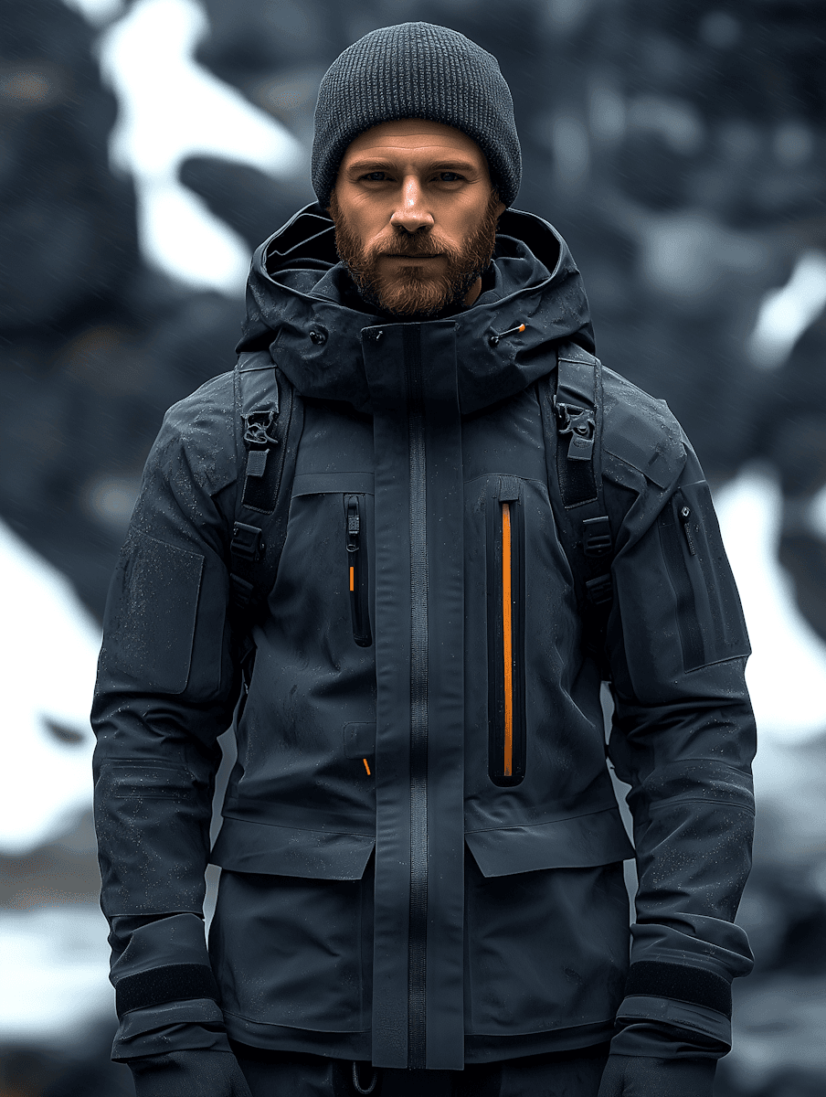 Man in snow with dark beanie